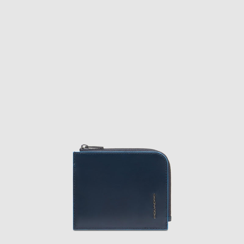 Men's card holder wallet with zipped coin pocket
