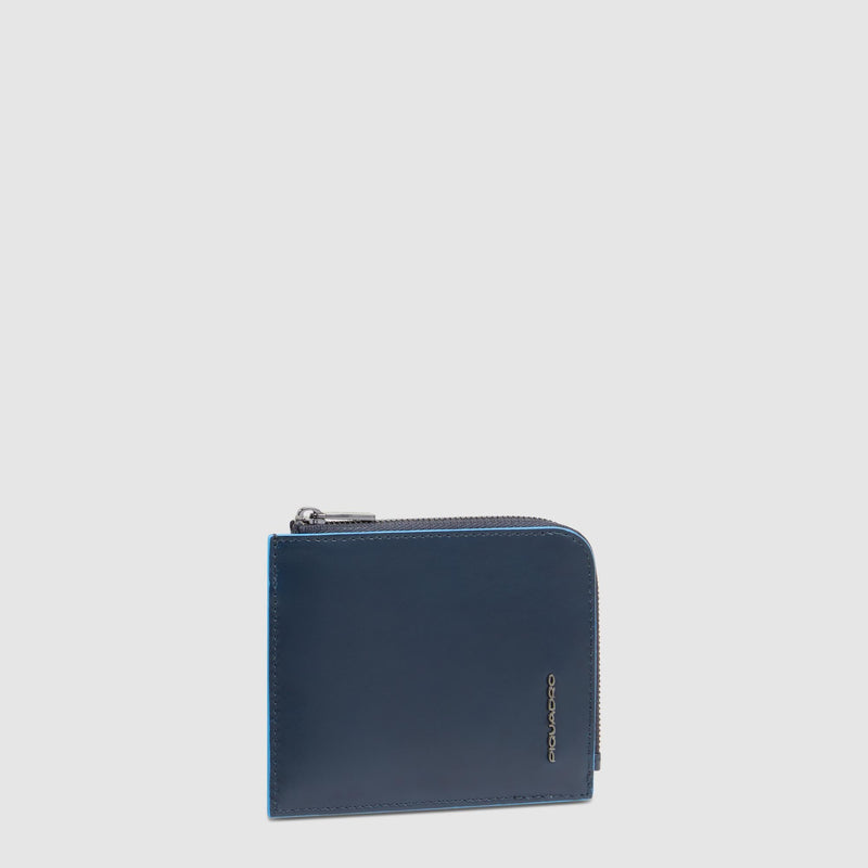 Men's card holder wallet with zipped coin pocket