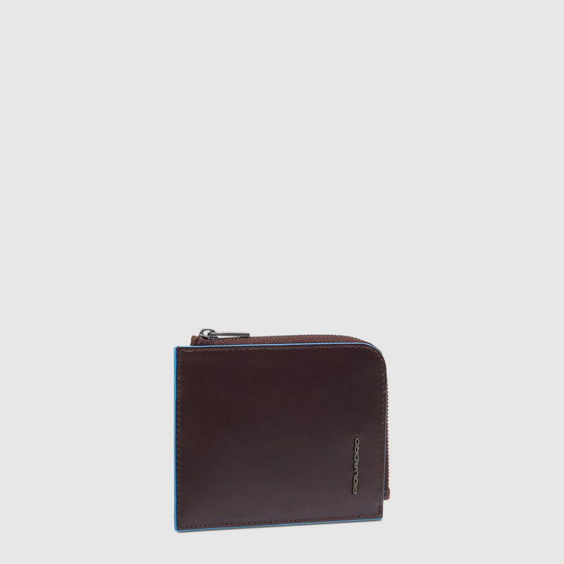 Men's card holder wallet with zipped coin pocket