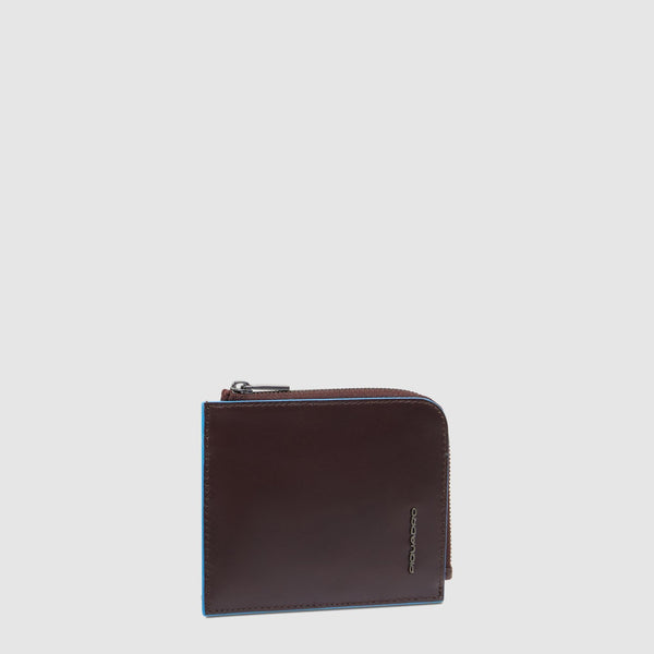Men's card holder wallet with zipped coin pocket