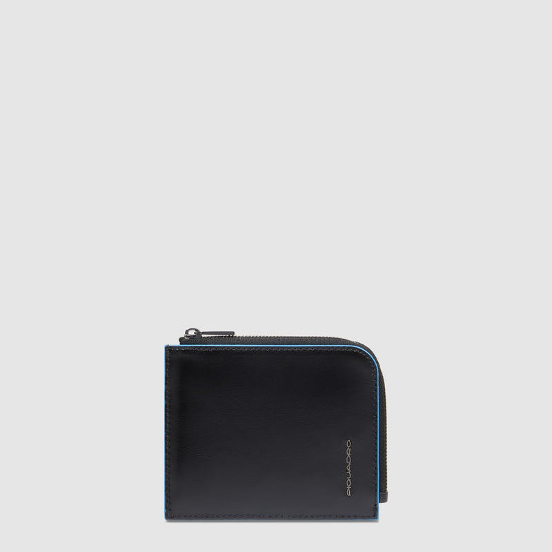 Men's card holder wallet with zipped coin pocket