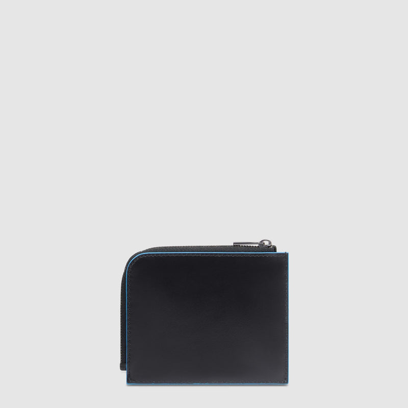 Men's card holder wallet with zipped coin pocket
