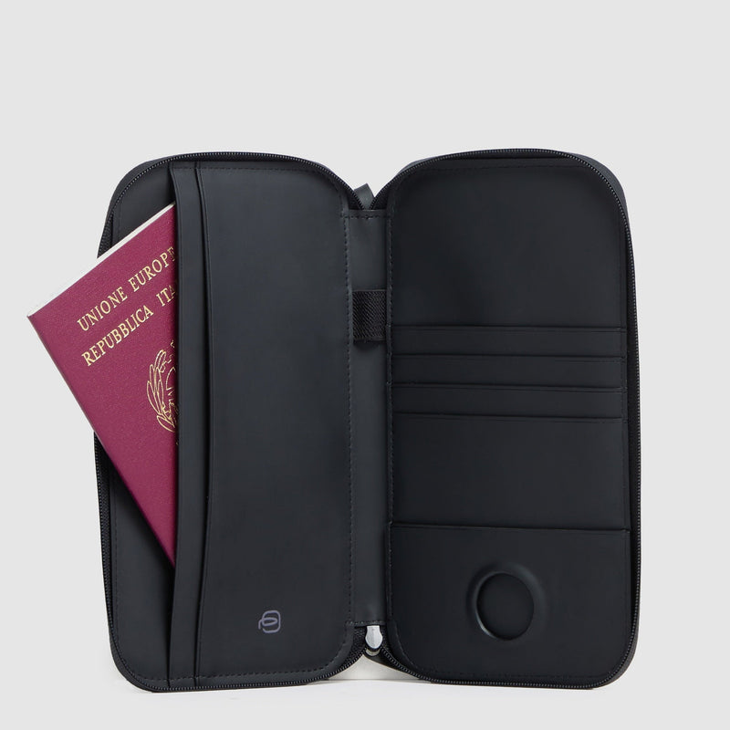 Zip-around passport holder "Piquadro x Ducati"