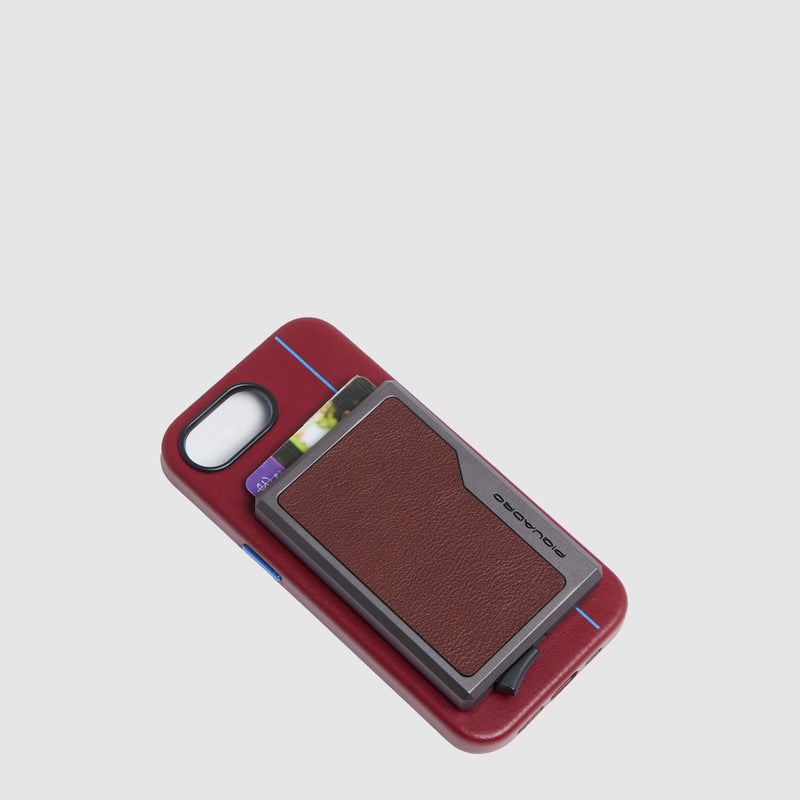 MagSafe pop-up card holder in aluminum and leather