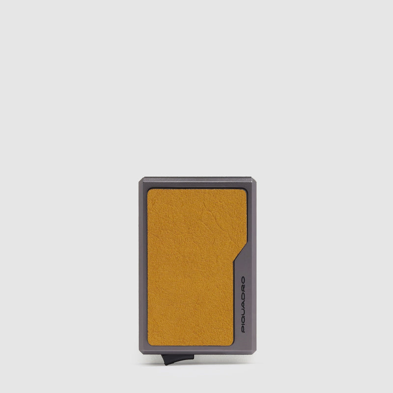 MagSafe pop-up card holder in aluminum and leather
