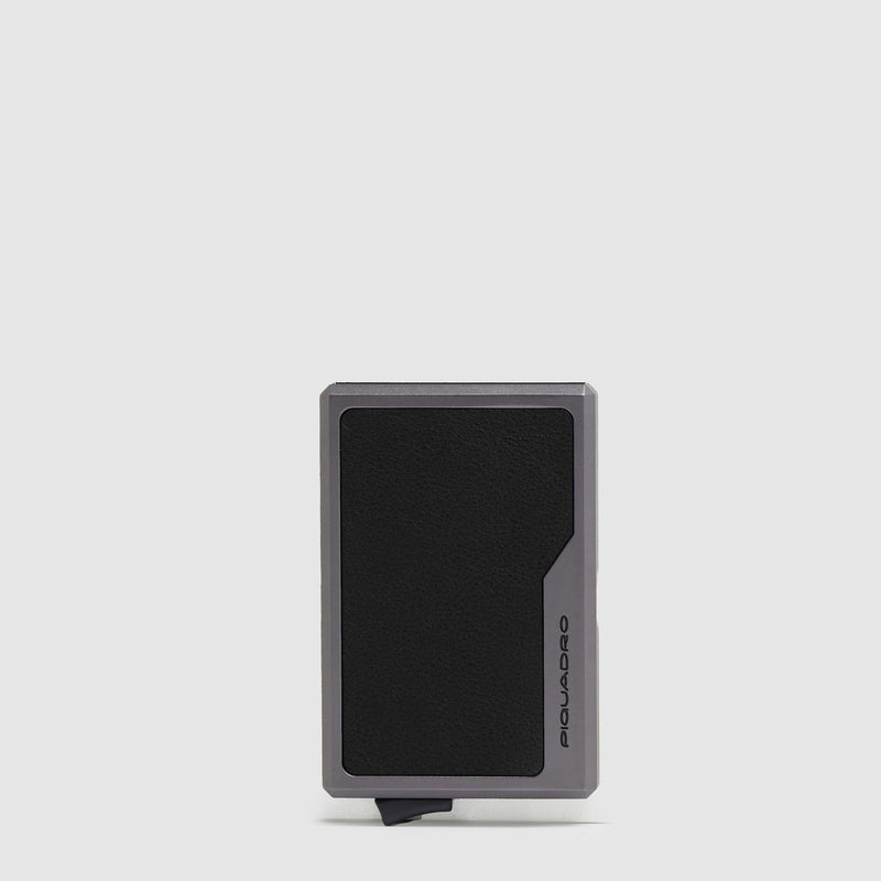 MagSafe pop-up card holder in aluminum and leather