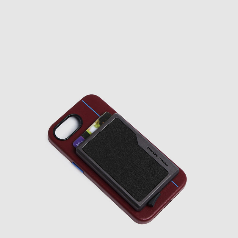 MagSafe pop-up card holder in aluminum and leather