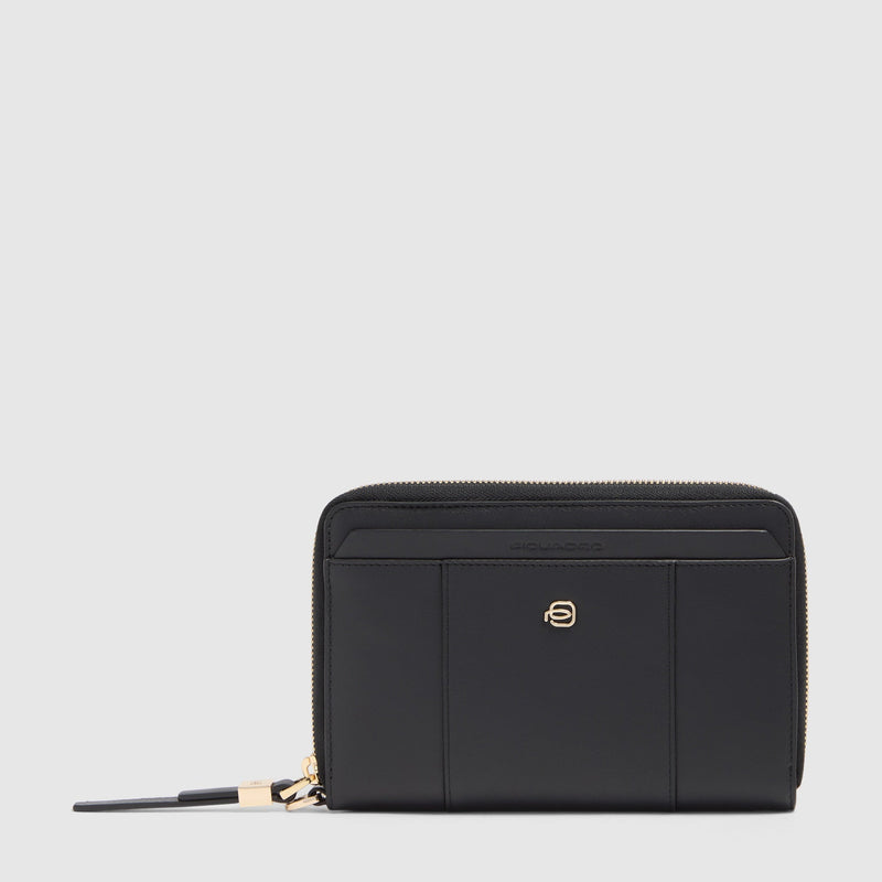 Zip-Around Leather Passport Holder with 4 Card Slots