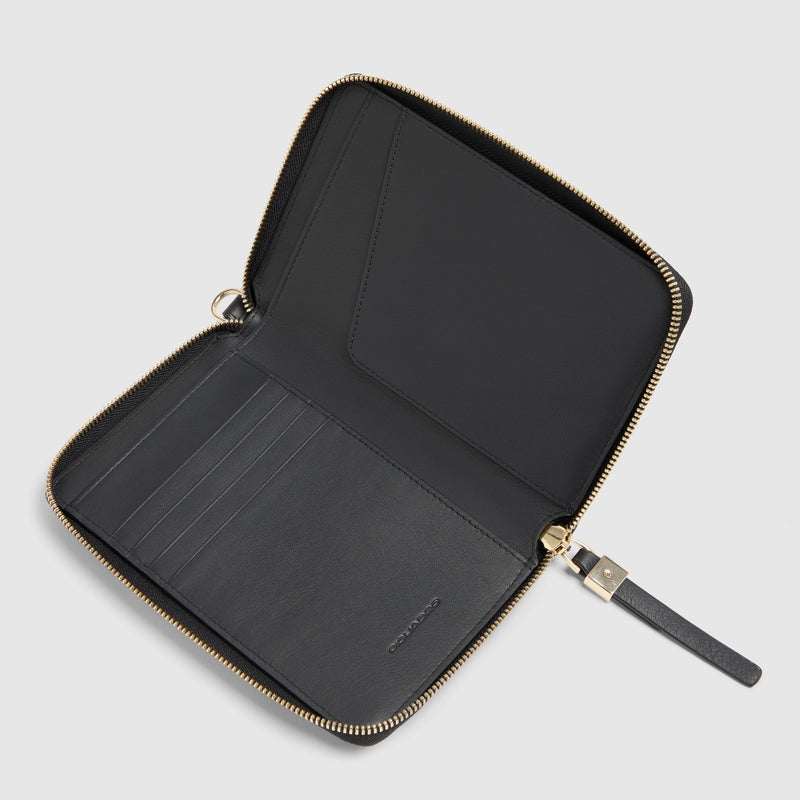 Zip-Around Leather Passport Holder with 4 Card Slots