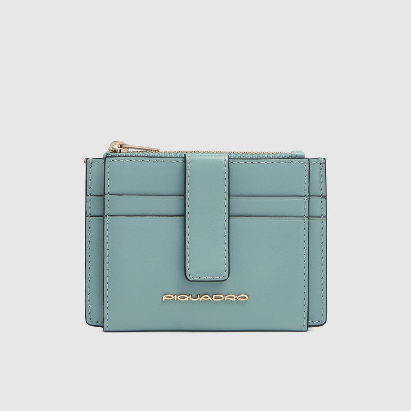 Women's Leather Wallet, 2 Card Slots & RFID Protection - Light blue