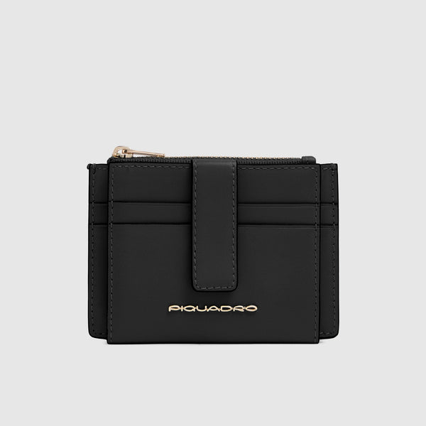Women's Leather Wallet, 2 Card Slots & RFID Protection - Black