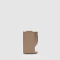 Metal and Leather MagSafe® Card Holder with Elastic Band - Taupe/Blue