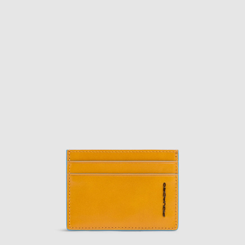Porte-cartes de crédit homme fin en cuir - Jaune