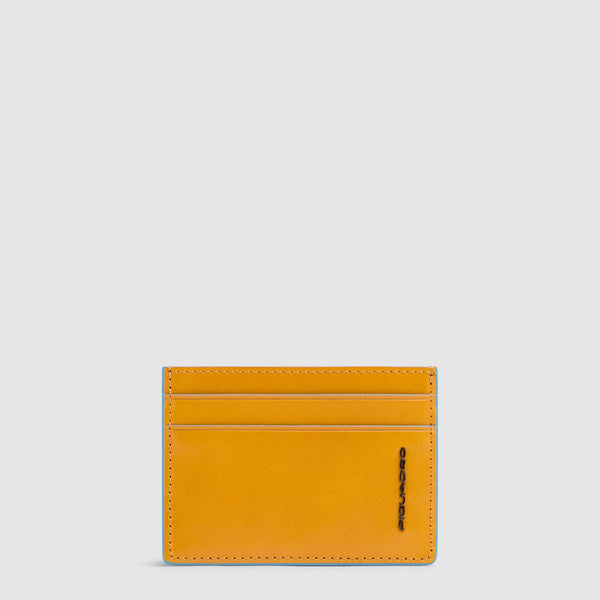 Porte-cartes de crédit homme fin en cuir - Jaune