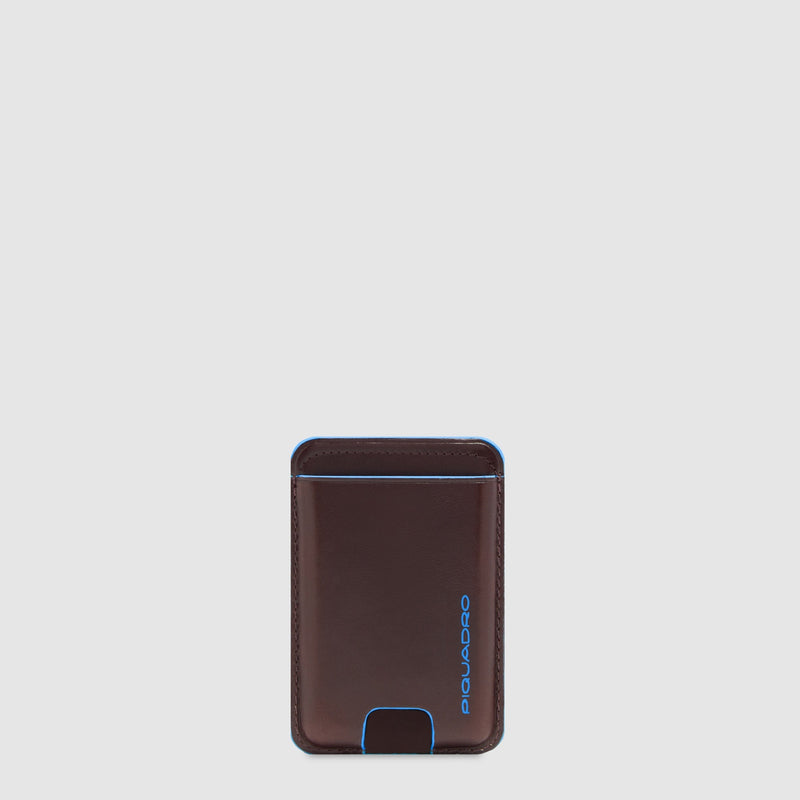 Slim MagSafe® Leather Card Holder with RFID Shielding - Mahogany