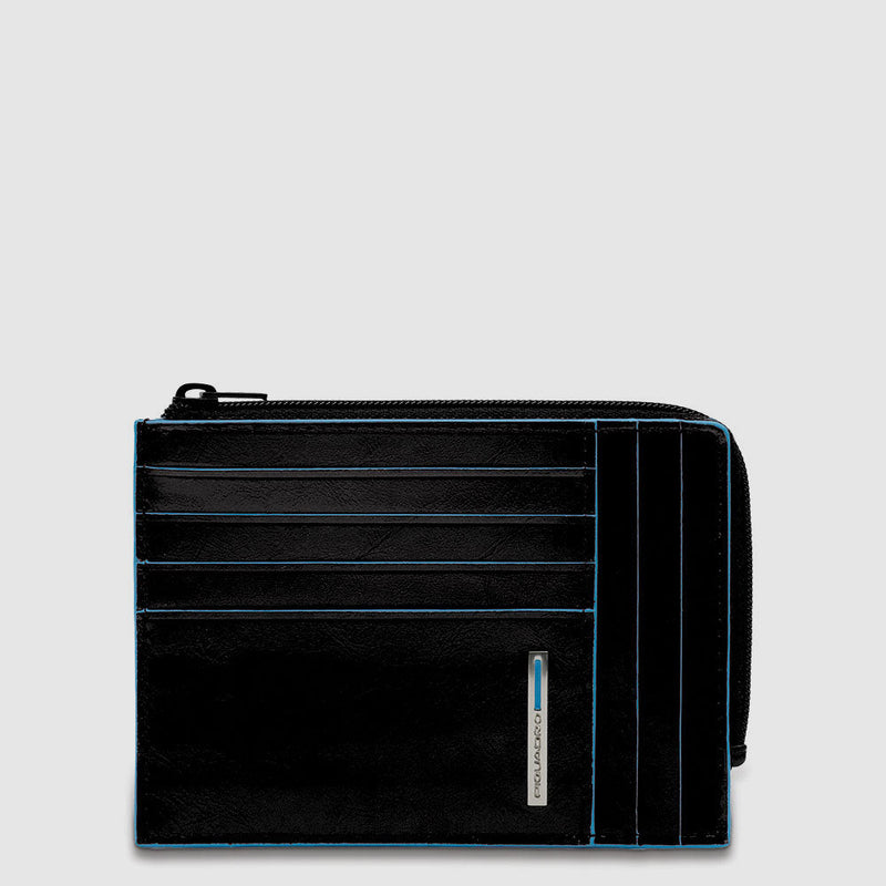 Men's card holder wallet with zipped coin pocket