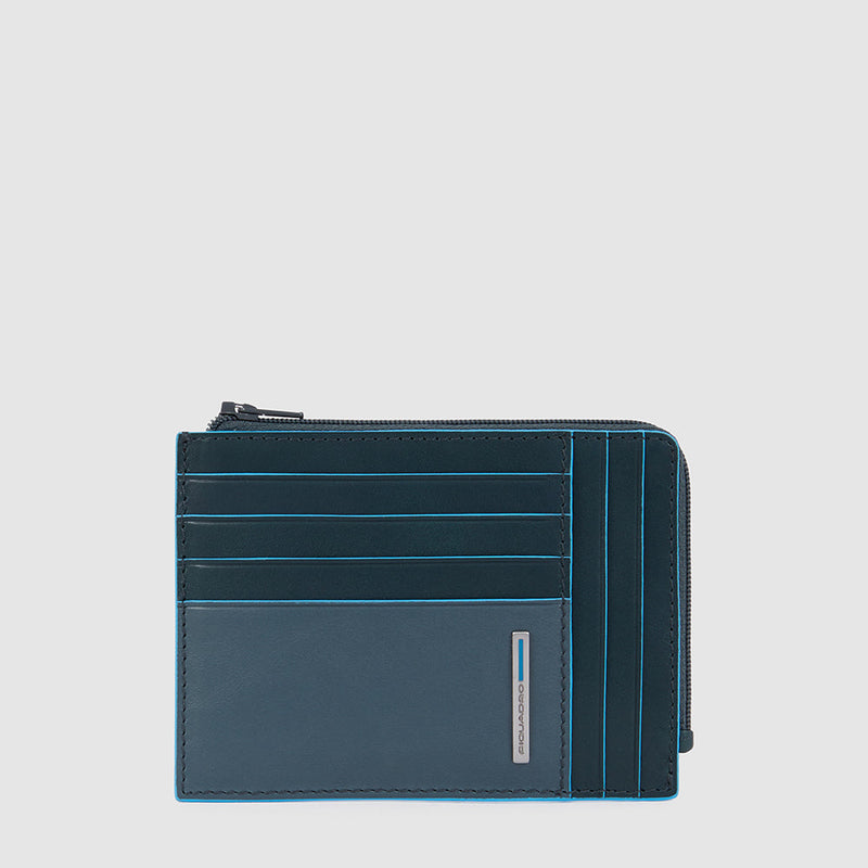 Zipper coin pouch with document holder, credit