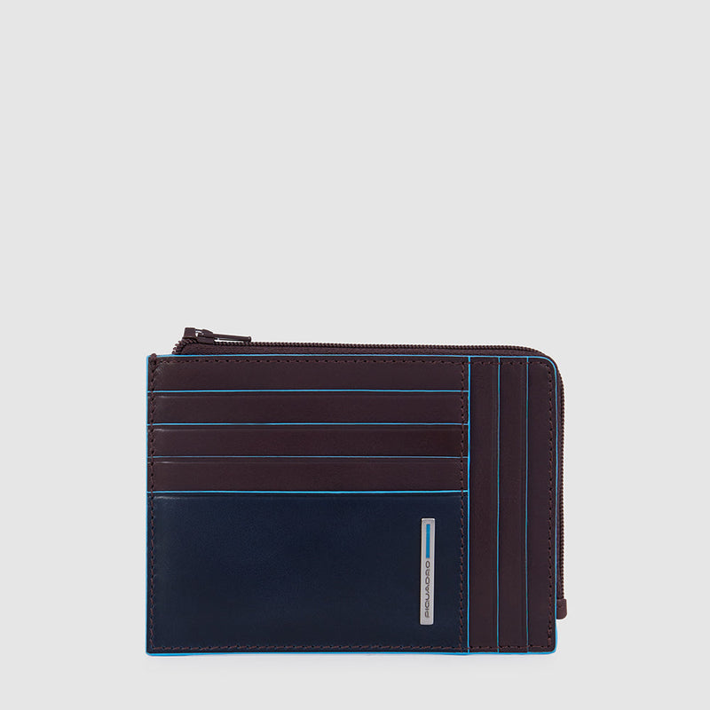 Zipper coin pouch with document holder, credit