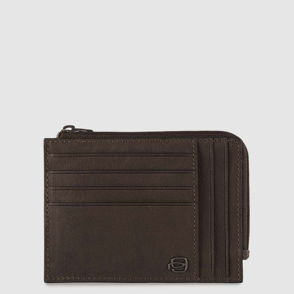 Men's card holder wallet with zipped coin pocket