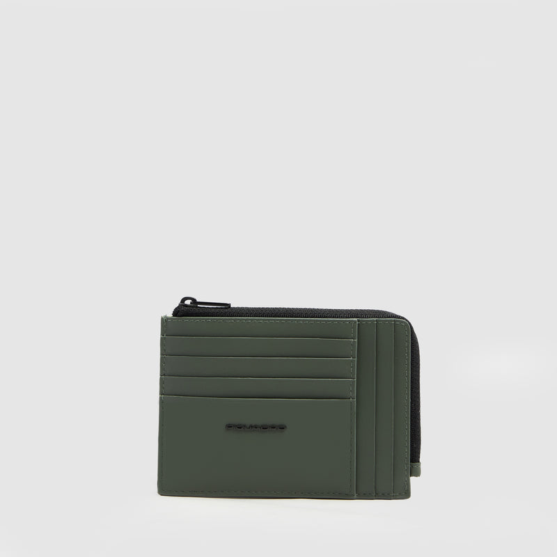 Men's card holder wallet with zipped coin pocket