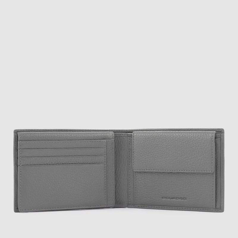 Leather Wallet with ID Window, 7 Card Slots & RFID - Grey - photo 4