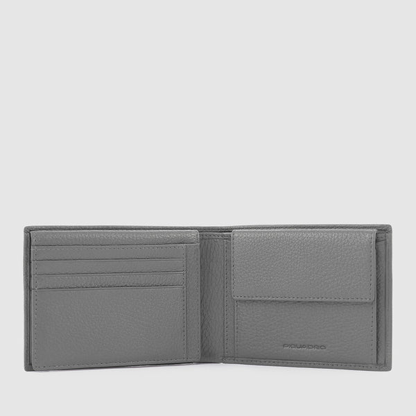 Leather Wallet with ID Window, 7 Card Slots & RFID - Grey - photo 4