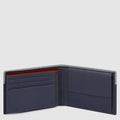 Leather Wallet with ID Window, 7 Card Slots & RFID Block - Grey/Black