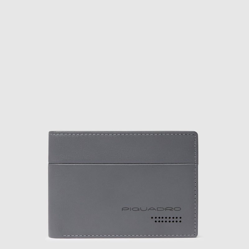 Leather Wallet with ID Window, 7 Card Slots & RFID Block - Light grey