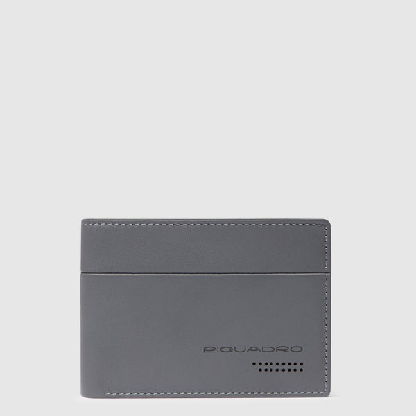 Leather Wallet with ID Window, 7 Card Slots & RFID Block - Light grey