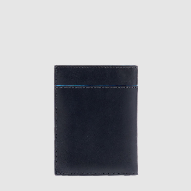 Vertical men’s wallet with banknote, credit card a