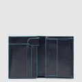 Men's Leather Wallet with Coin Pocket & 10 Card Slots - Night blue