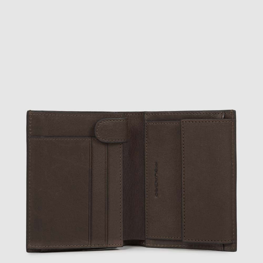 Portefeuille homme vertical avec porte-monnaie bistre