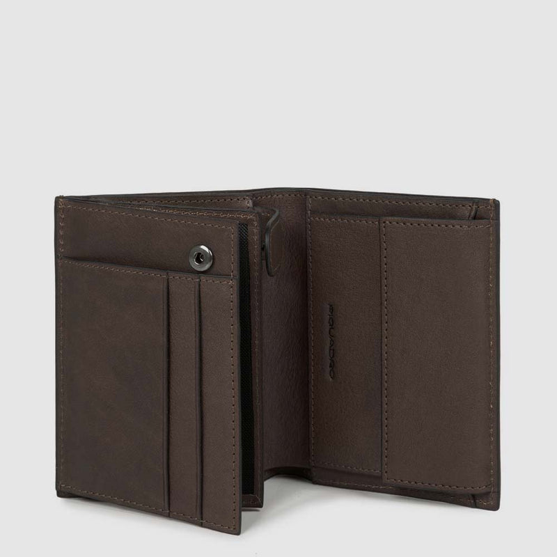 Portefeuille homme vertical avec porte-monnaie, po