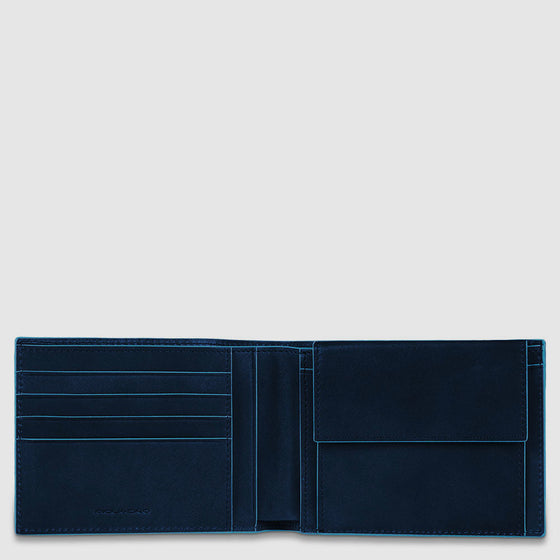 Men's Leather Wallet with 4 Card Slots and Coin Pocket - Night blue