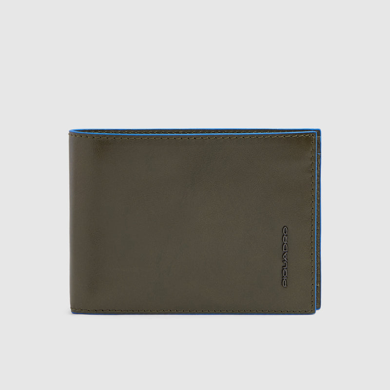 Men's Leather Wallet with 4 Card Slots and Coin Pocket - Olive green
