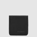 Compact Leather Coin Purse with Button Closure