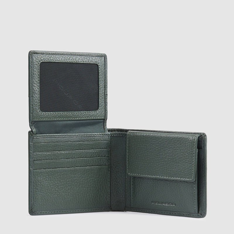 Men’s wallet with flip up ID window, coin pocket