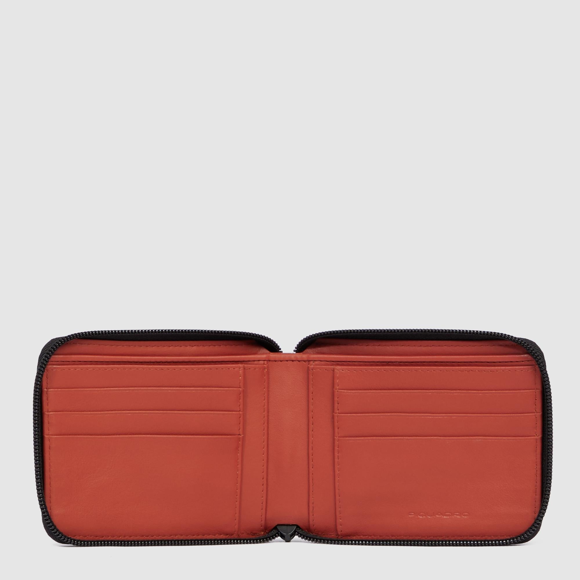 Portafogli uomo con zip arancione