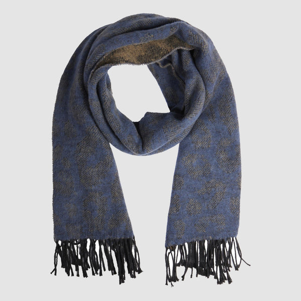 Women's animal print scarf with fringes