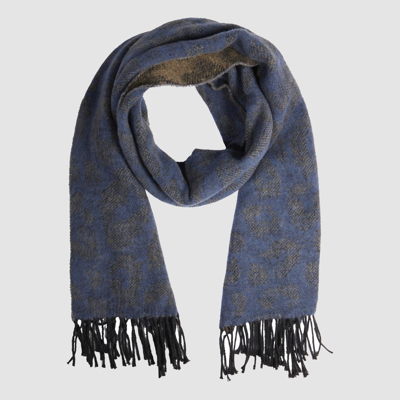 Women's animal print scarf with fringes