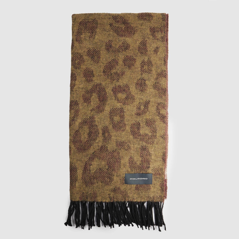Women's animal print scarf with fringes