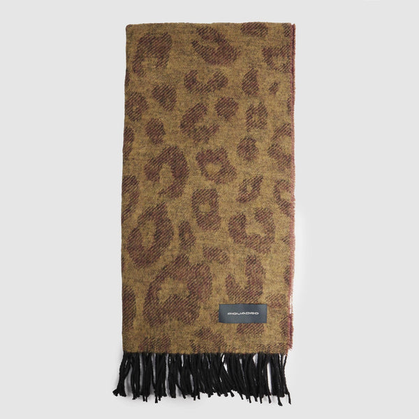 Women's animal print scarf with fringes