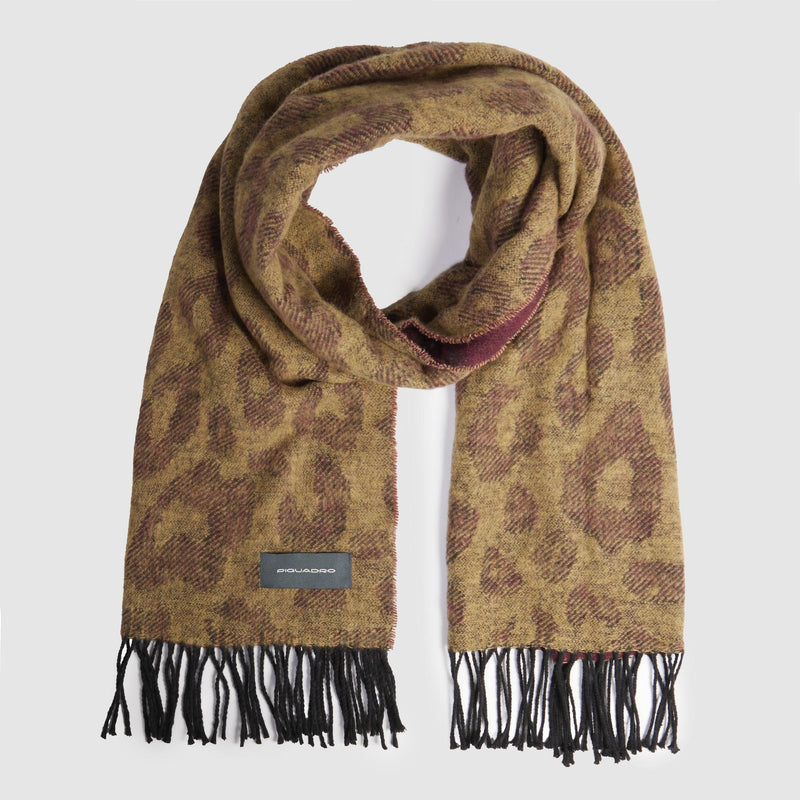 Women's animal print scarf with fringes