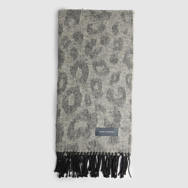 Women's animal print scarf with fringes