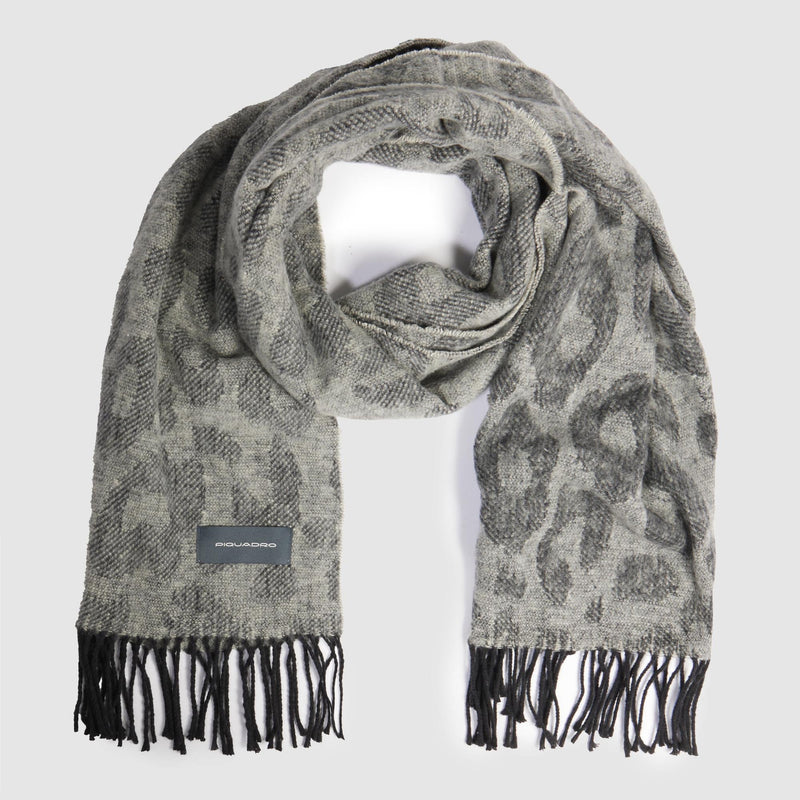 Women's animal print scarf with fringes