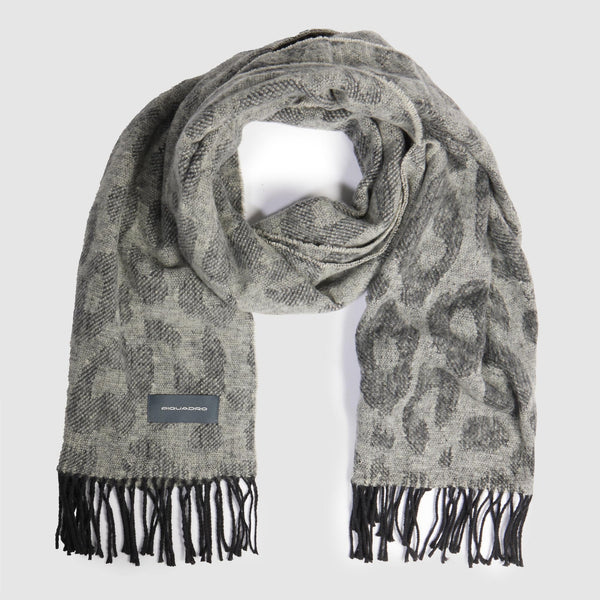 Women's animal print scarf with fringes