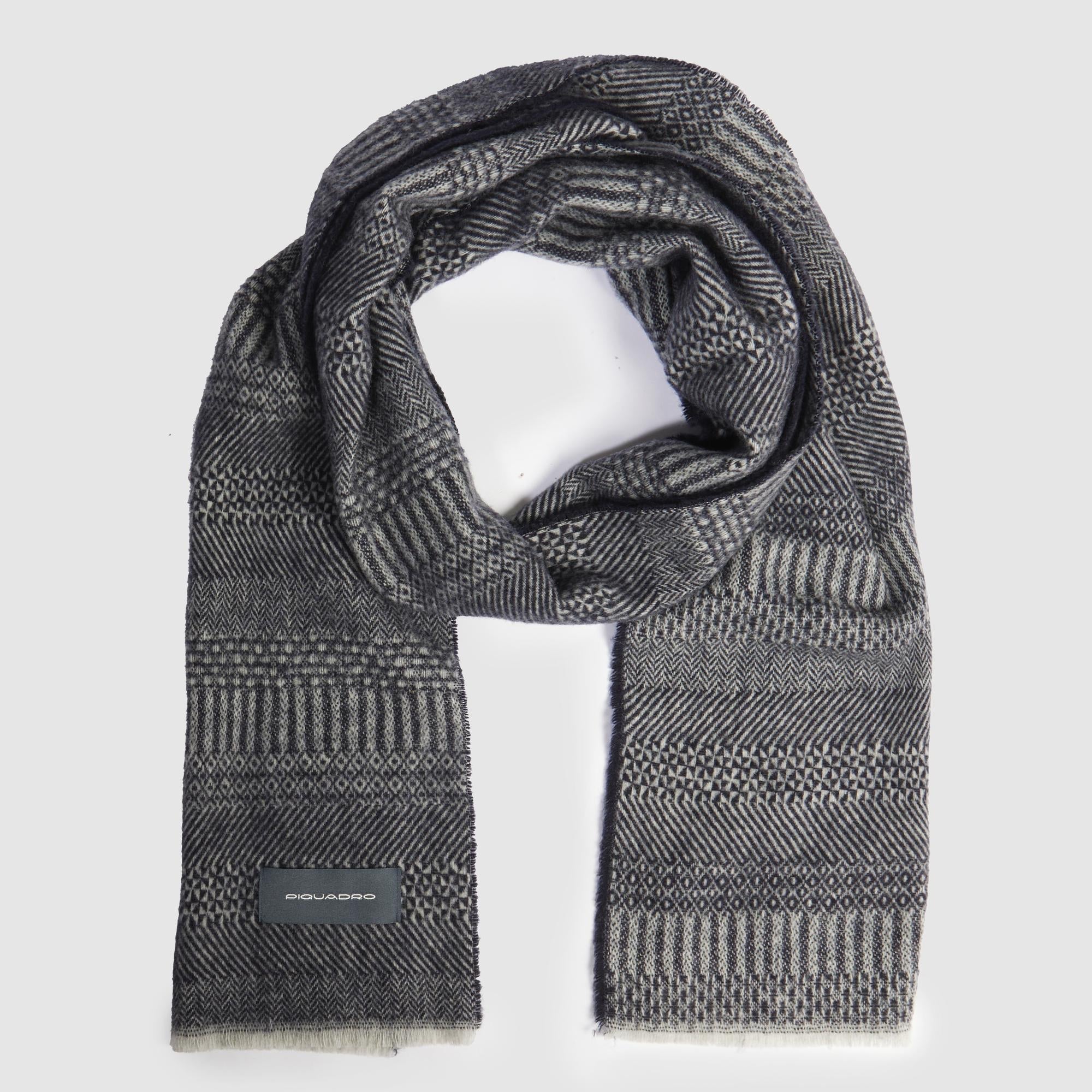 Sciarpa uomo in pura lana 100% blu/grigio - Main Image