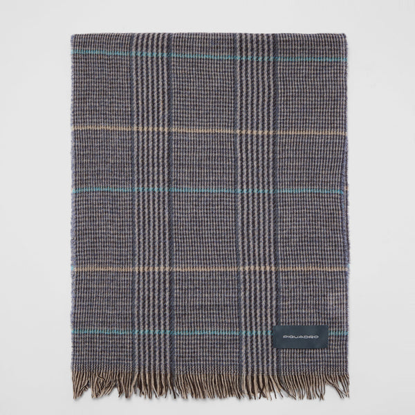 Lightweight Wool Blend Scarf with Houndstooth Check - 1