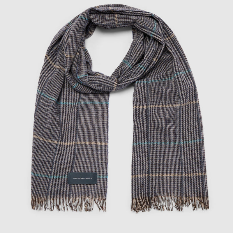 Lightweight Wool Blend Scarf with Houndstooth Check