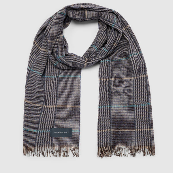 Lightweight Wool Blend Scarf with Houndstooth Check - 2